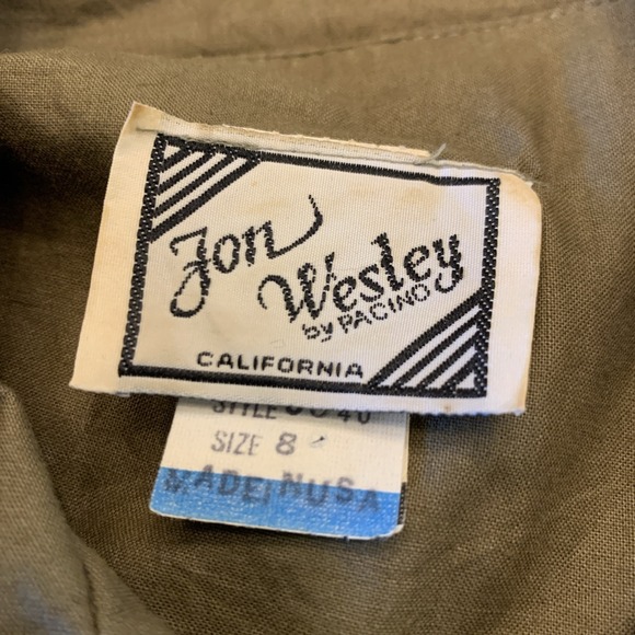 Vtg Jon Wesley Western Army Green Jumpsuit 1980s Women's Sz 8 Rockabilly - Picture 4 of 16